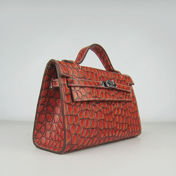 AAA Hermes Kelly 22 CM Python Leather Handbag Dark Orange H008 On Sale